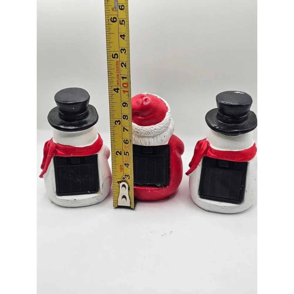 Christmas Solar Powered Pathway Lights Santa Claus and Snowman Trio 3 Piece Set